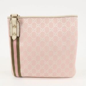 Gucci Pink and Beige Canvas Shoulder Bag